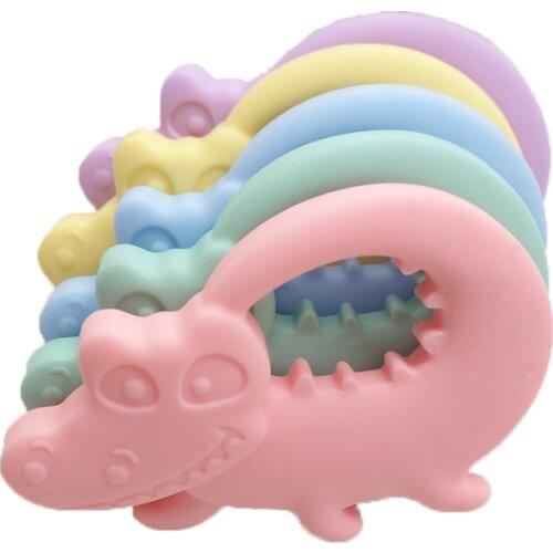 Chenkai 10PCS BPA Free Silicone Crocodile Teether Chewable Pendant Teething Baby Dummy Pacifier For DIY Newborn Shower Gifts