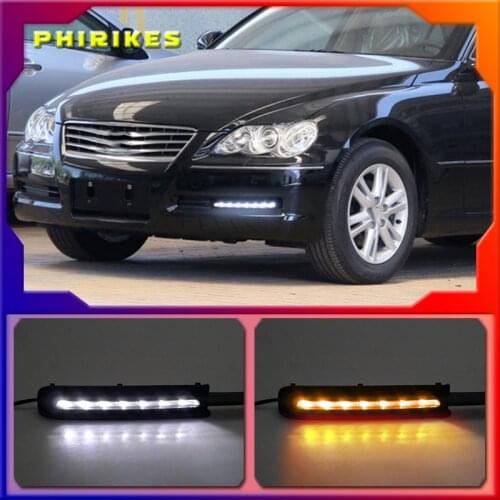 1Pair DRL For Toyota MARK X REIZ 2004 2005 2006 2007 2008 2009 LED DRL Daytime Running Light With Turn Signal Fog Lamp