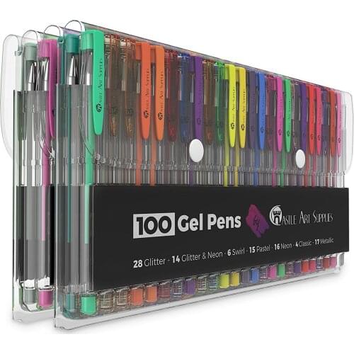 100 Colors Kawai Creative Drawing Student Adult Glitter Gel Pen Watercolor Pen Brush Gel kawai Drawing Doodling Art Markers