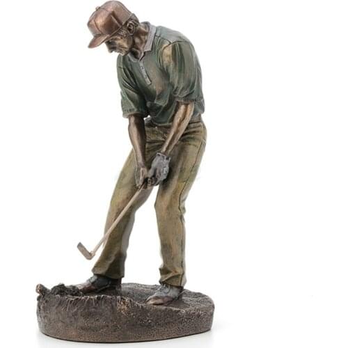 WU CHEN LONG Golf Man Art Sculpture Creative Decor Figure Statue Chill Casting Copper Craft Home Decoration Birthday Gift R3355