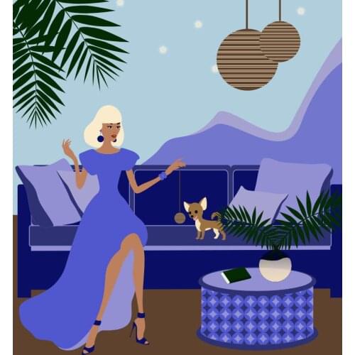 Painting by numbers art paint by number Cartoon blue cat with girl princess