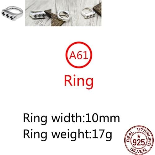 A61 s925 sterling silver ring punk fashion jewelry retro personality tide section cross opening shape gift for friends
