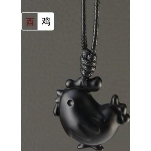 Original 12 zodiac chicken pendant ebony Redwood cute Q version Youji Pendant Necklace key chain