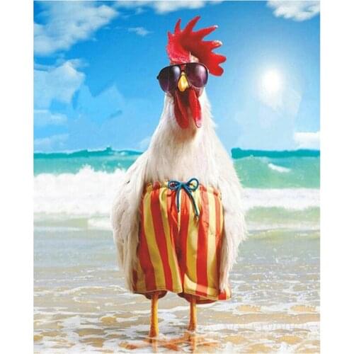 Sell DIY Fashion Beach Rooster Diamond Painting Cross Stitch Mosaic Home Decoration Diamond Embroidery Children Gift FH687