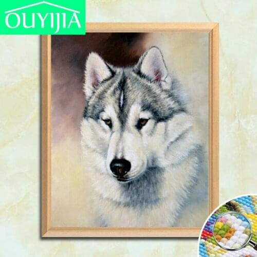 OUYIJIA Snow wolf 5D DIY Diamond Painting Full Square Diamante Mosaic Cross Stitch Kit Diamond Embroidery Home Decoration Gift