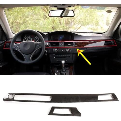 For BMW 3 Series E90 ABS Carbon Dashboard Panel Cover Trim Decoration Stickers Interior Auto Accessories With navigation version