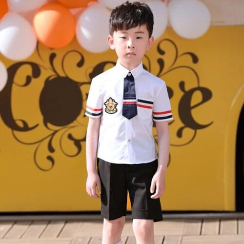 Boys Formal Birthday Dress School Kids Performance Uniform Girls Ceremonial Wedding Skirt Shirts Set Bowtie Children Suit