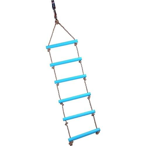 New Children Outdoor Playhouse Plastic 6 Rungs 2M Rope Climbing Ladder Garden Playground Backyard Fun Toy Blue