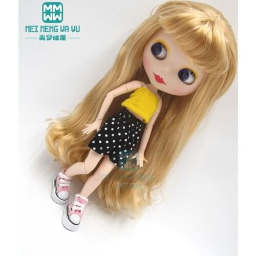 1pcs Blyth doll Clothes fashion Open back T-shirt and polka dot shorts for blyth azone ob24 1/6 dolls Accessories