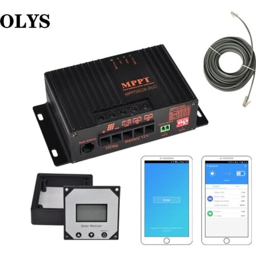 OLYS 10A 12V APP Bluetooth MPPT Solar Charge Controller Panel Battery Intelligent Regulator for RV Boat Car PV Solar Panel Kit