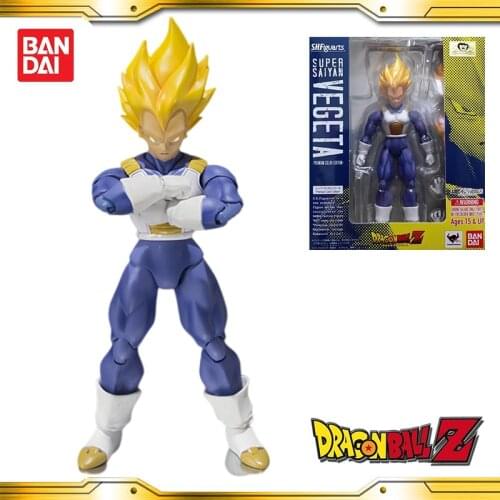 Original BANDAI ROBOT SHF Dragon Ball Z Super Saiyan Vegeta Action PVC Collection Model Toy Anime Figure Toys For Kids
