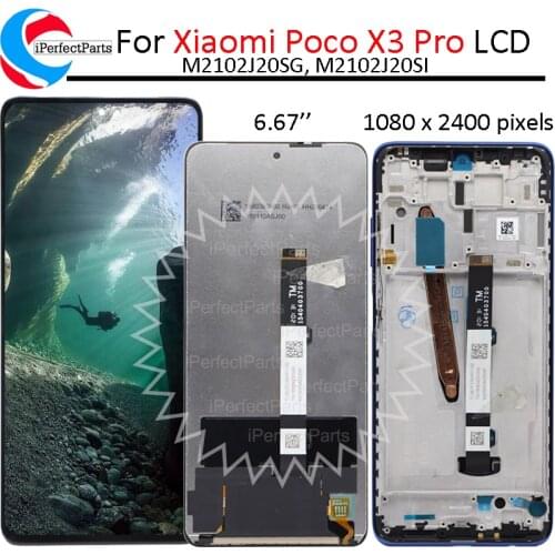 6.67'' For Xiaomi Poco X3 Pro LCD Display With Frame M2102J20SG Touch Panel Screen Digitizer Assembly Tela For Poco X3 Pro LCD