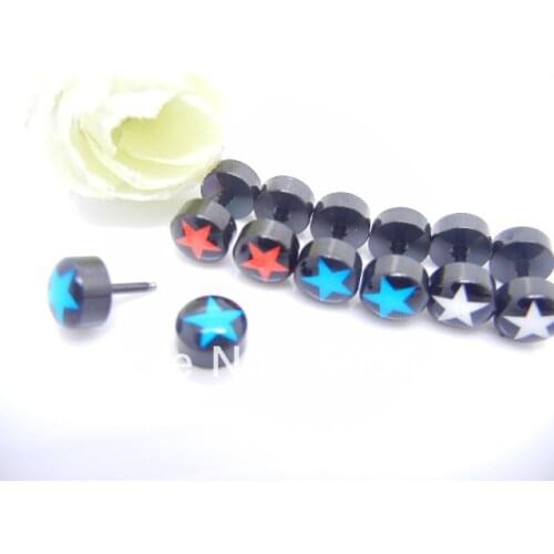 LOT50pcs Free Shippment Body Jewelry -Stainless Steel stars Fake Ear Plugs Illusion Ear Tapers Expander Plug Ear Studs