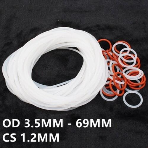 Custom CS 1.2mm VMQ O Rings 10x Silicon Rubber Washer Gasket OD 3.5mm - 69mm Heat Resist Translucent Red