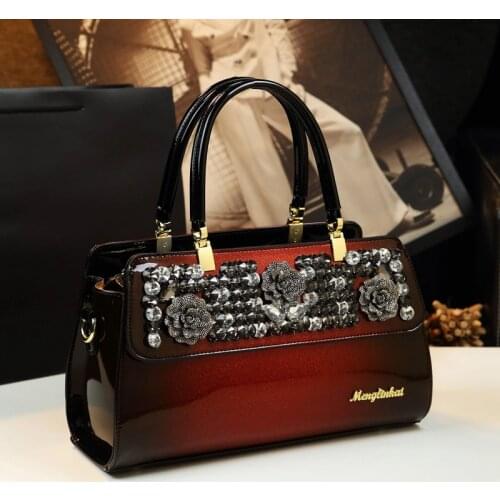 Luxury Fashion Diamond Women Handbag Genuine Leather Messenger Bag Female Shoulder Bags Rhinestone Ladies Party Bags Sac A Main