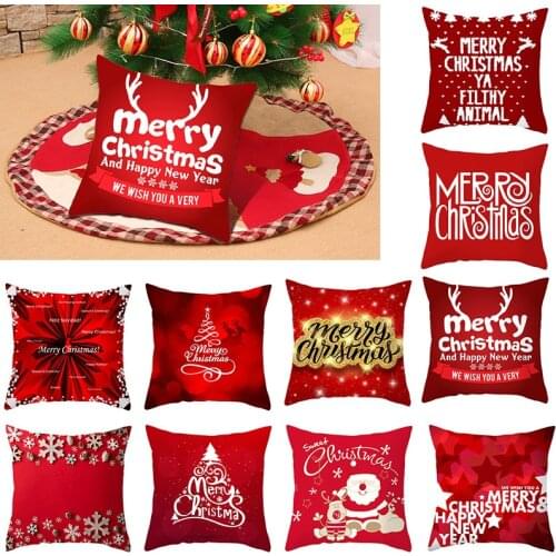 Christmas Golden Red Pillow Case Santa Claus Cushion Cover Christmas Decoration for Home Noel Natal Navidad 2022 45x45 cm