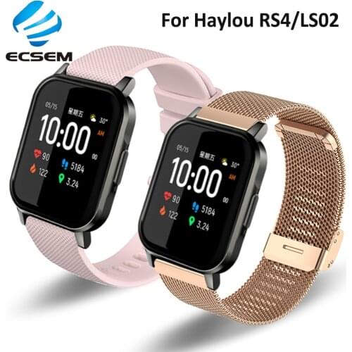 Silicone strap for Haylou smart watch2 LS02 metal band replacement for haylou LS02 bracelet 20MM wrist strap soft adjustable