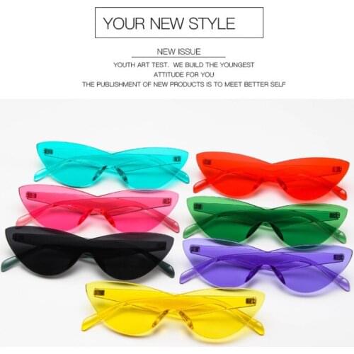 Summer Cat Eye Sunglasses Women Brand Designer Transparent Shades Blue Sun Glasses Cool Color UV400 Oculos De Sol Gafas