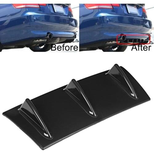 Rear Bumper Spoiler Shark 3-Fin Deflector Lip Diffuser Small