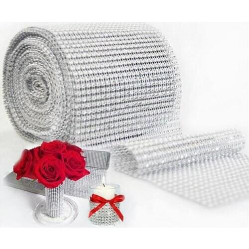 Wedding Decoration 12*90cm Tulle Rolls Mesh Trim Bling Diamond Wrap Party Crystal Ribbon DIY Crafts For Vase tulle curtains 6Z