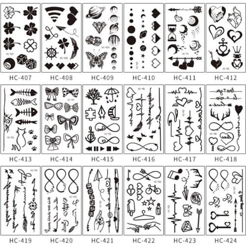 Temporary Tattoo Small Sexy Lips Leaf Black Cartoon Star Tattoo Sticker Finger Art Woman Body Waterproof Tattoo Free Shipping