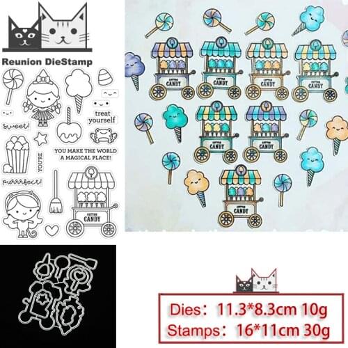 Reunion Girl Candy Cart Metal Cutting Dies and Stamps Stencil for DIY Scrapbooking Photo Album Embossing Decorative Paper Card