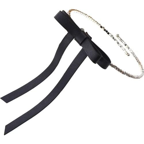 Explosion Models Hot Sale Bow Tassel Necklace Female Short Clavicle Chain Tide Temperament Crystal Collar Necklace