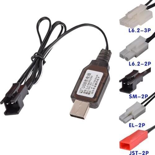 6V Charger USB Built-in chip Ni-Cd/Ni-Mh Battery Charger toys RC car ship Robot Spare Parts EL-2P/JST-2P/L6.2-2P/3.5MM/SM-2P