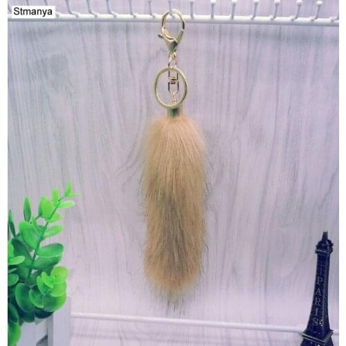 Women Bag Fur Tail Key chain pom pom Car keychain - 12 colors pompom Key Ring for Bag charm gift Jewelry #16017