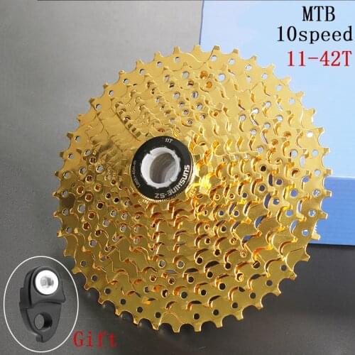 SUNSHINE-SZ 11-42T 10Speed Cassette 10 s Gold Freewheel MTB Mountain Bike Bicycle Steel Golden Sprockets for parts System