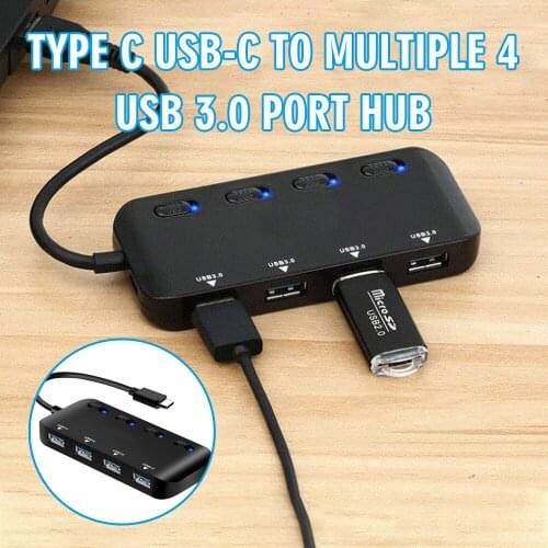 1pc High Speed USB 3.0 4-port Hub Adapter Multi-functional Type C/USB to USB 3.0 Adapters For PC Laptop Computer