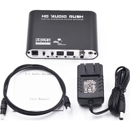 5.1 CH audio decoder SPDIF Coaxial to RCA DTS AC3 Optical digital Amplifier Analog Converte amplifier HD Audio Rush