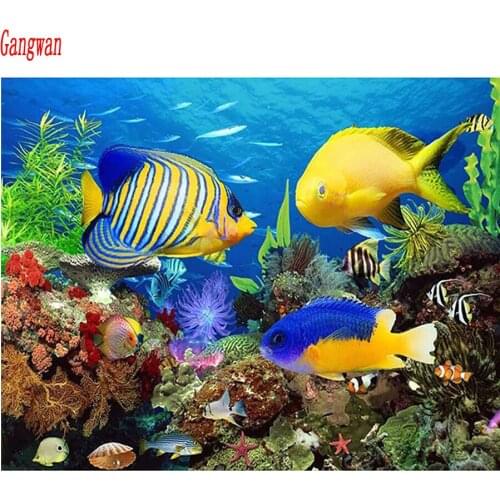 DIY Diamond Painting Fish Underwater World Full Diamond Embroidery sea view Cross Stitch kit Mosaic Painting Home Decor painting