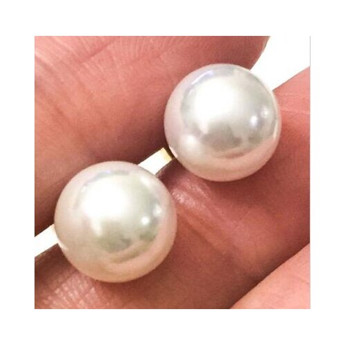 Free shipping>>>>noble jewelry Large Classic 9mm White Akoya Round Pearl Stud Earrings 14K