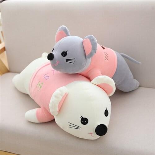 60-100cm Cute Soft Lying Mouse Long Pillows Cute Staffed Animal Mouse Plush Toys For Children Girl Sleeping Doll Gift
