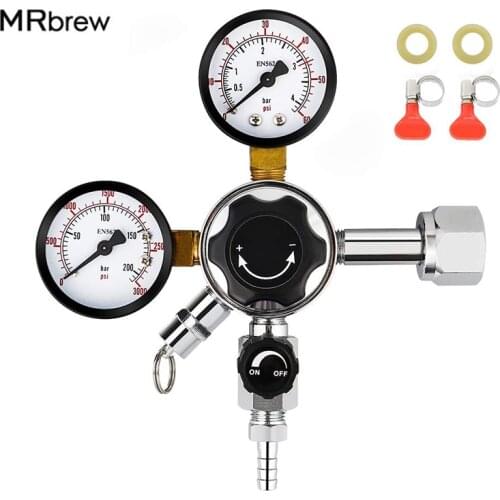 Dual Gauge CO2 Draft Beer Regulator Pressure Regulator CGA-320 CO2 Tank Beer Kegerator Regulator with Relief Valve