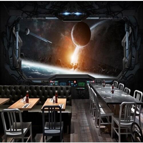 Photo wallpaper Custom 3D stereo murals personality universe space capsule spacecraft restaurant mural bar background wallpaper