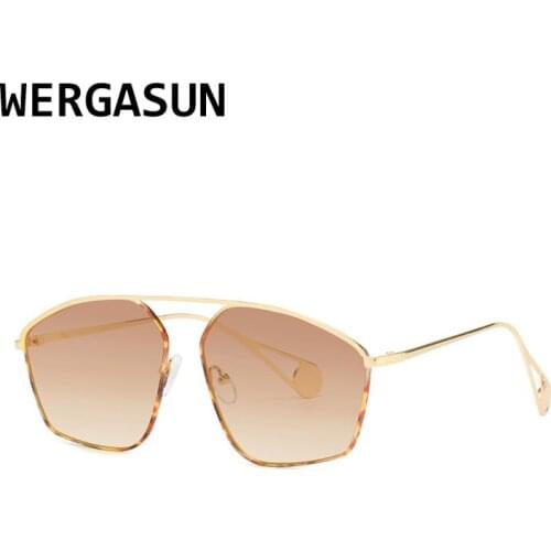 WERGASUN Fashion Square Sunglasses Women Classic Vintage Eyeglasses Men Punk Retro Sun Glasses Luxury Brand Designer Lady UV400