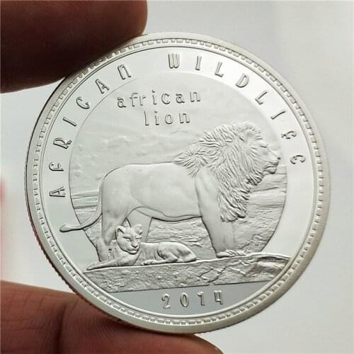 Lion Silver Coin Zambia Animal Commemorative Coin African Animal Coin Grassland Lion Silver Coin