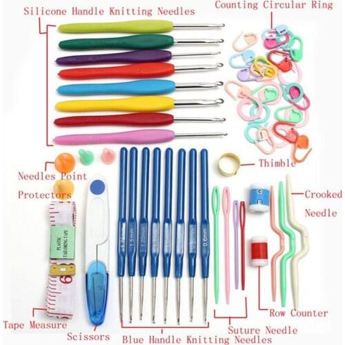 DIY Crochet Hooks Set Needles Stitches Knitting Weaving Sewing Tools Set H99F