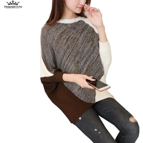 Tnlnzhyn 2019 New Autumn Winter Women Loose Sweater Pullovers Fashion O-Neck Bat Sleeves Women Knitted Sweater Women Tops Y716