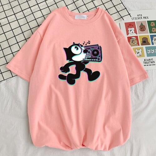 Clothes Hip Hop Felix Fox Prints Men T-Shirts Funky 100% Cotton T Shirts Style Soft Tshirts Retro Big Size Man Tee Shirts