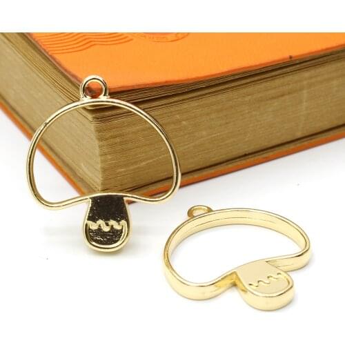Frame DIY Necklace Keychain UV Epoxy Hollow Frame Jewelry Accessories Mushroom Shape Alloy Metal 4pcs/bag Pendant Base