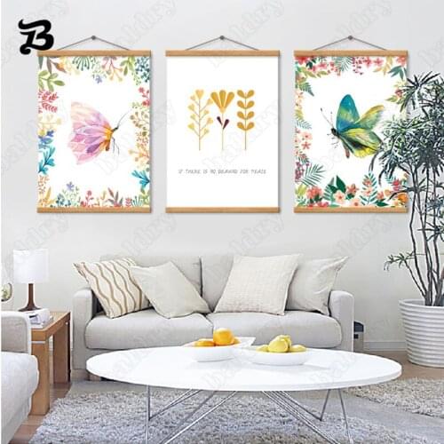 Natural Scenery Canvas Painting Modern Wall Art Decorative Posters and Prints Butterfly Green Plants Wall Pictures Home Decor