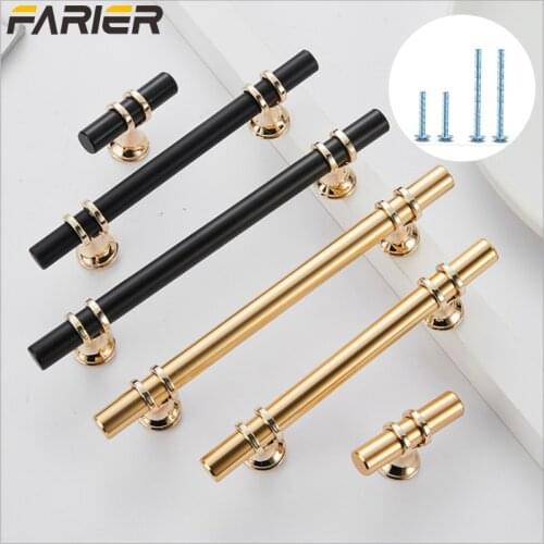 Aluminum Alloy PlastiBlack Gold Door Handle Kitchen Cabinet Handle Solid Drawer Handle Furniture Handle European Modern Hardware