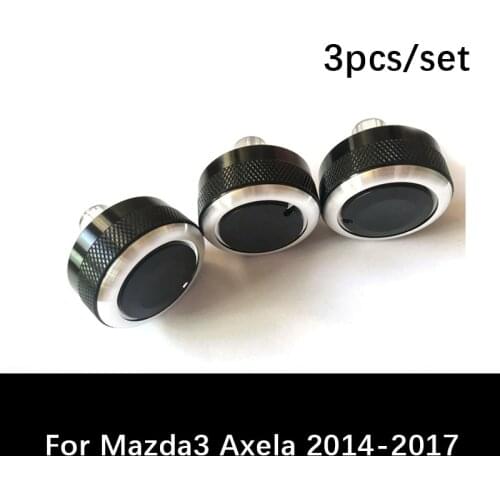 3pcs/set Car Air Conditioning Knobs Aluminum Alloy For Mazda AC Knob Heat Control Switch Button For Mazda 3 Axela 2014-2017