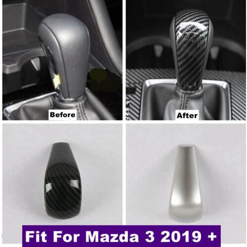 Lapetus Gear Shift Head Knob Stickers Cover Trim Fit For Mazda 3 2019 2020 ABS Matte / Carbon Fiber Look / Auto Accessories