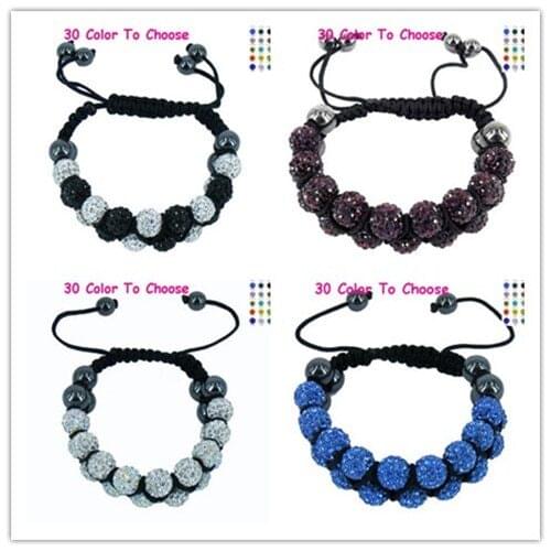 Lowest price in aliexpress 10mm 4Pcs/Lot Disco Ball Bead double Row Fasion crystal Bracelet For hr34n