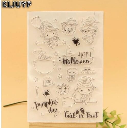 KLJUYP Happy Halloween Transparent Clear Silicone Stamp/Seal for DIY scrapbooking/photo album Decorative clear stamp sheets
