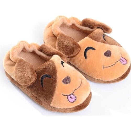 Dog Cartoon Cotton Slippers Autumn And Winter Home Shoes Boys And Girls Warm Non-slip Baby Slippers